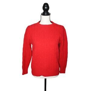 VTG Charter Club 100% Wool Red Crew Neck Pullover Sweater Small Long Sleeve